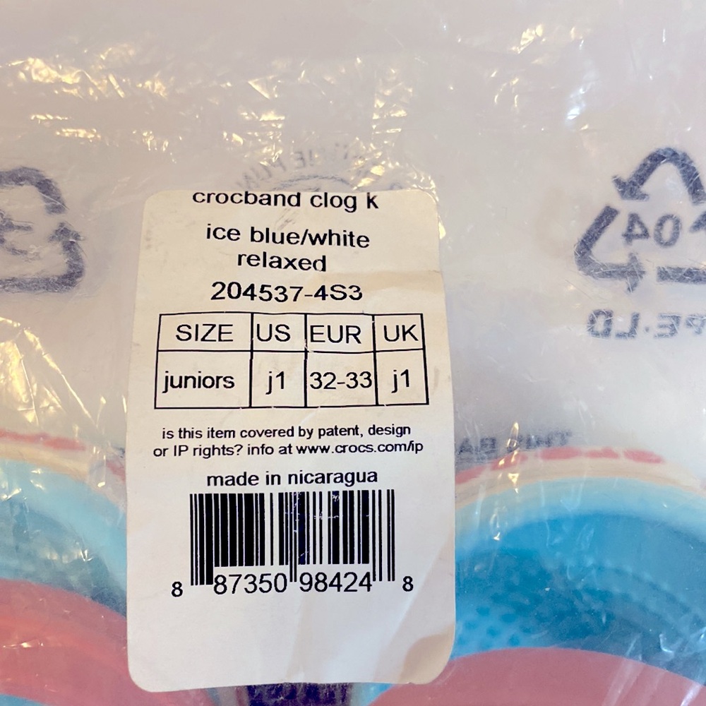 NWT CROCS Crocband Ice Blue/White/Pink. Kids Size US J1. Everyday Outdoors. - Picture 13 of 13